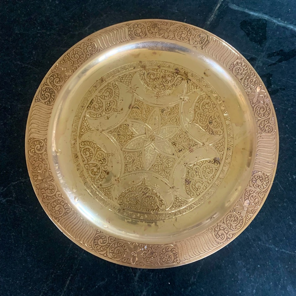 VINTAGE |  Etched Brass Plate/Platter